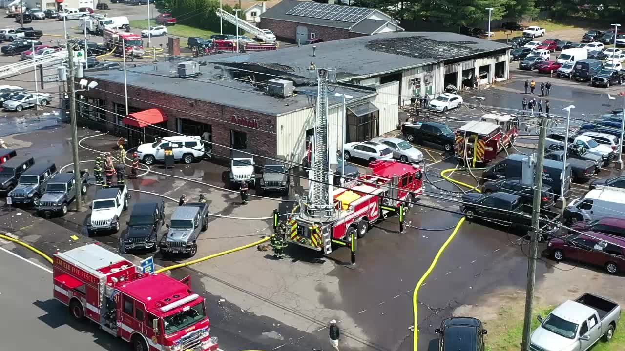 WATCH Drone footage from scene of Enfield car dealership fire