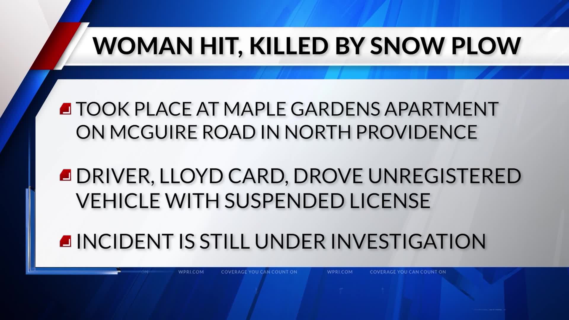 12 NEWS NOW Woman hit, killed by snow plow in North Providence