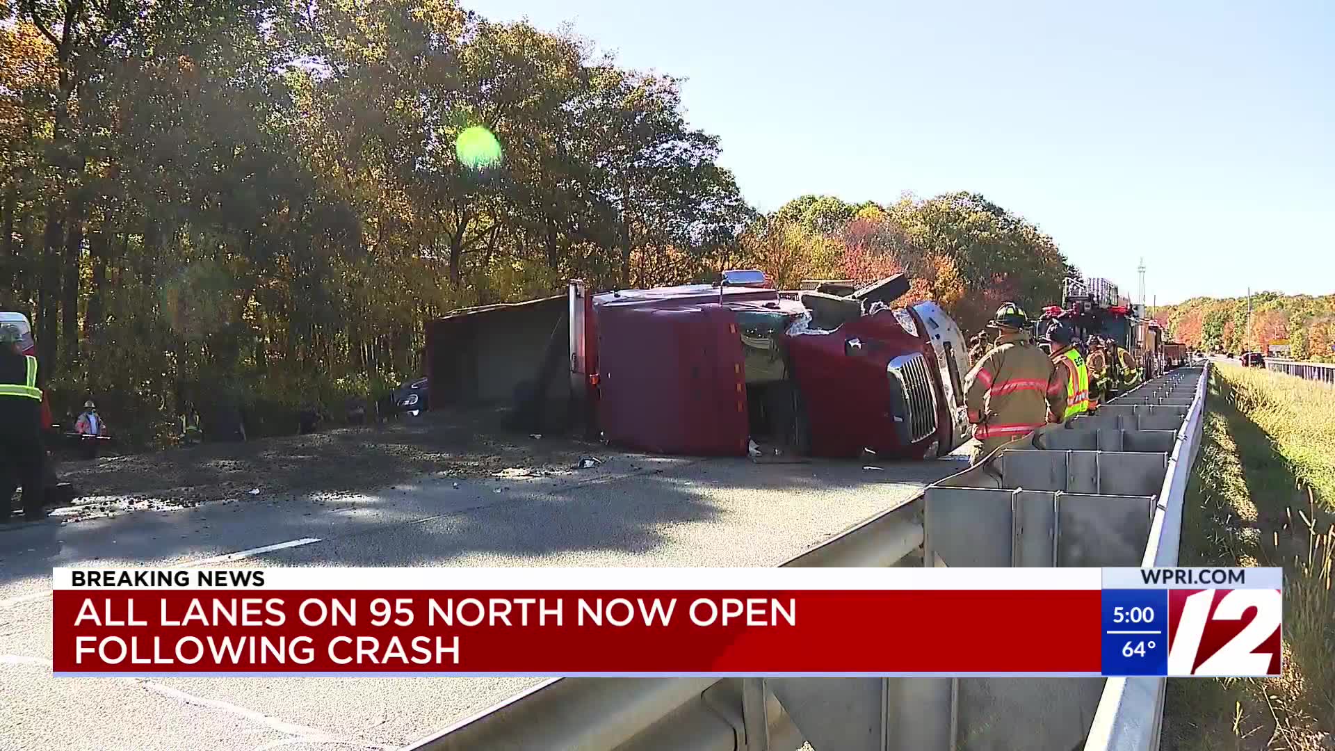 UPDATE: All lanes on 95 North now open following truck crash – WPRI.com