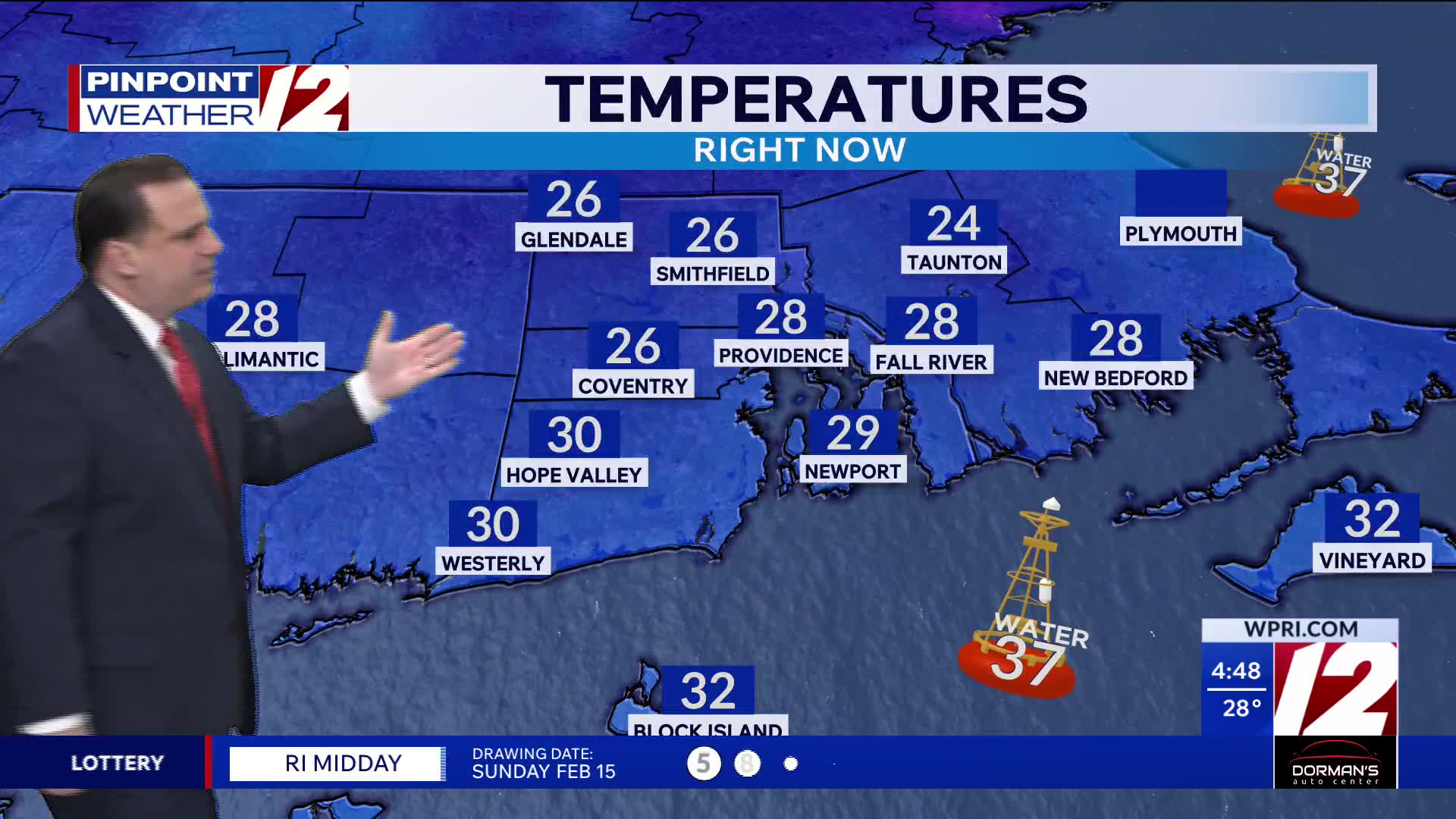 WPRI 12 Weather Forecast for 2/16/26: Clouds to partial sun today ...