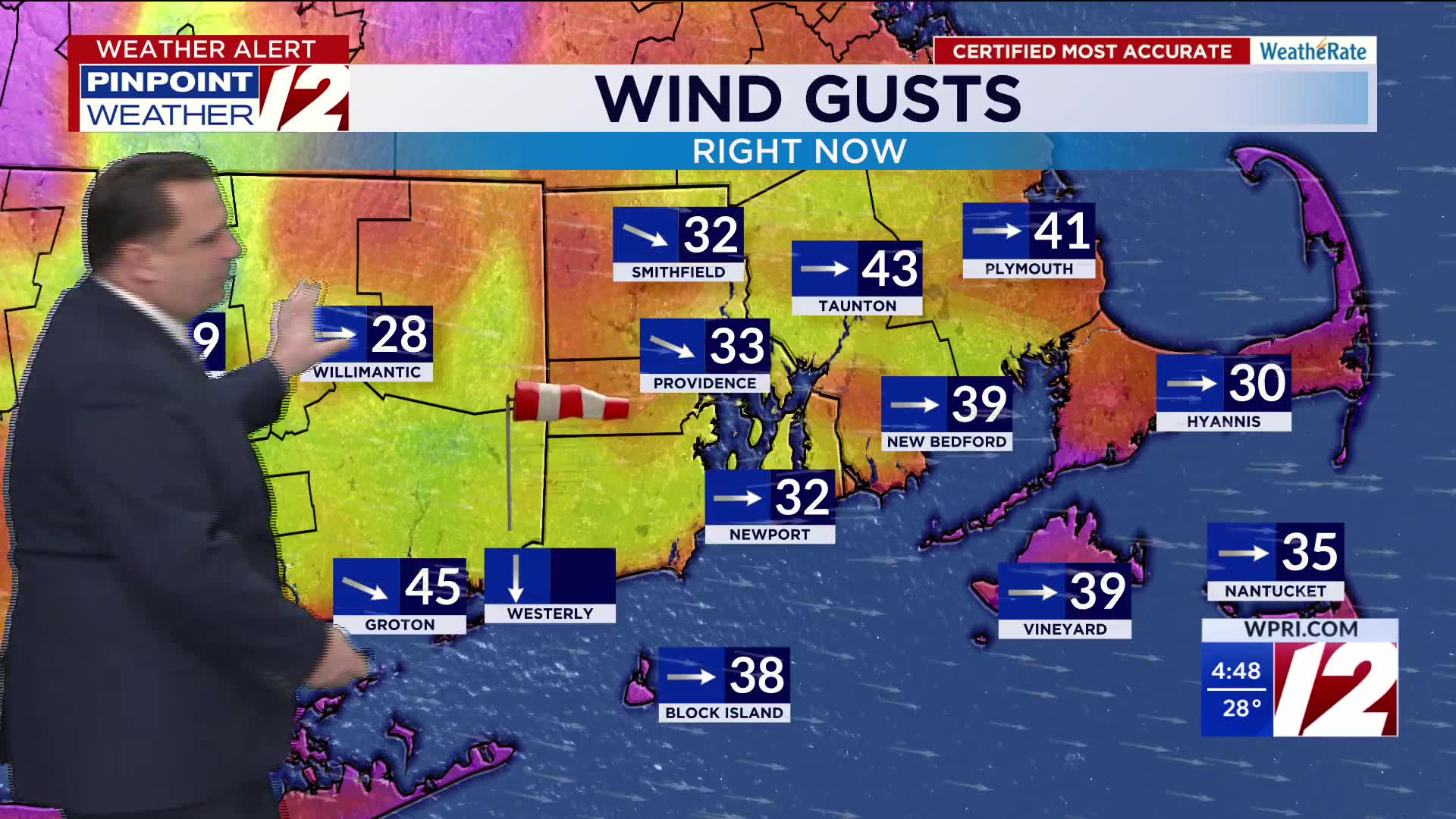 WPRI 12 Weather Forecast for 12/30/25: Strong wind gusts and much ...