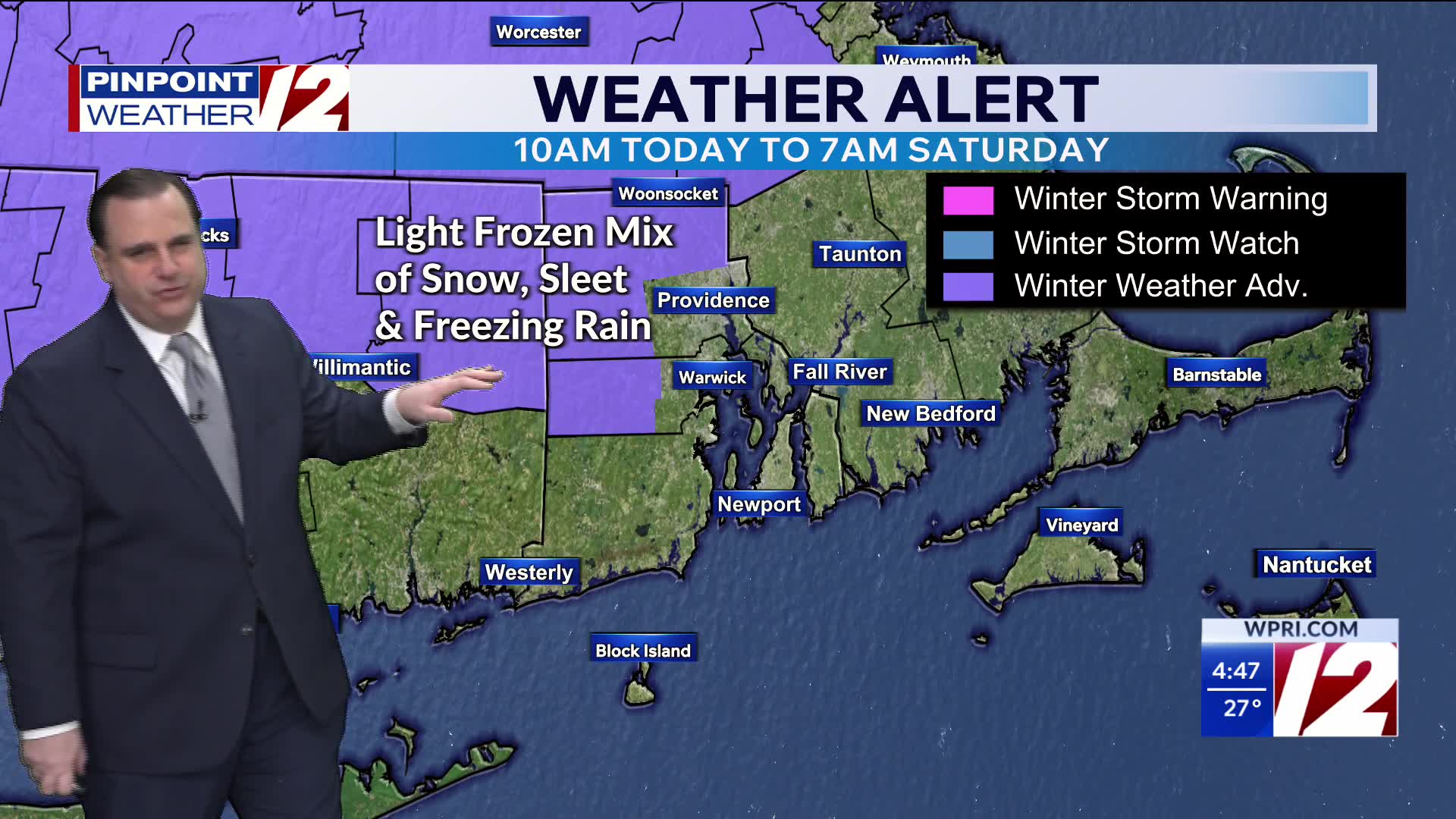 WPRI 12 Weather Forecast for 2/20/26: Wintry mix today; coastal storm ...