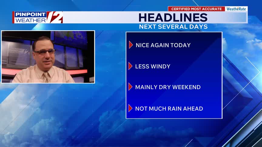 WPRI 12 Weather Now 4/24/26: Nice again today; mainly dry weekend ahead ...