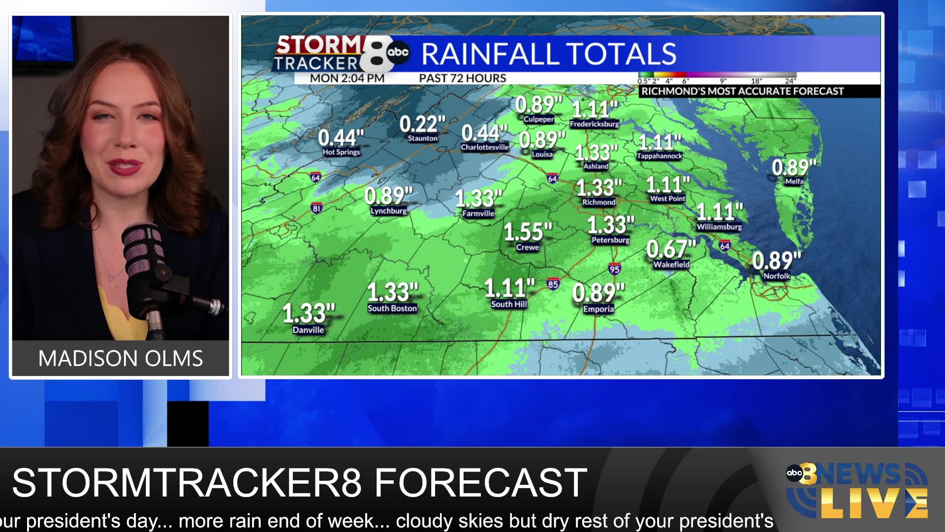 StormTracker8 Forecast: 2/16 Midday Update – WRIC ABC 8News
