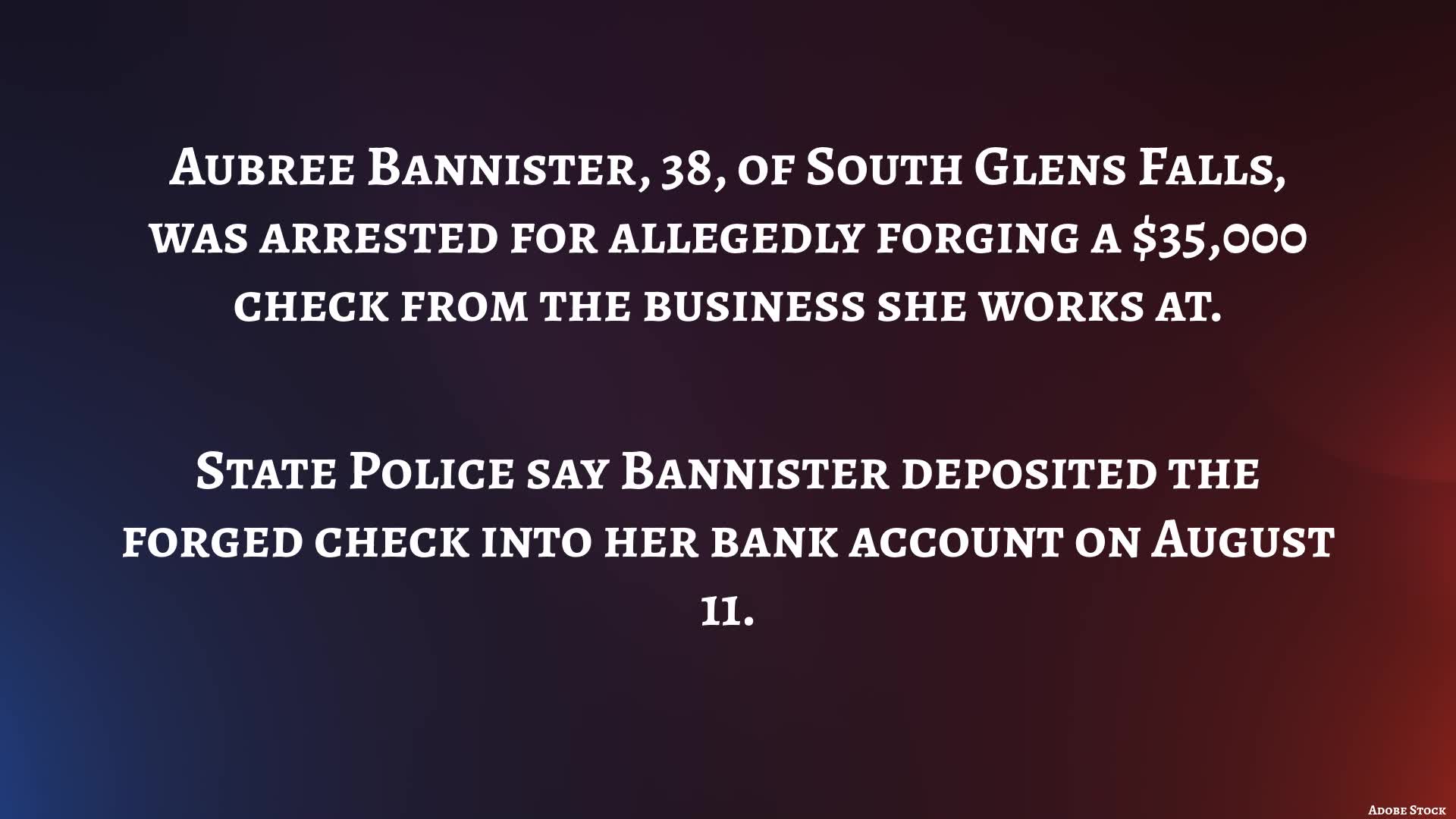 Woman arrested for allegedly forging check for $35K – NEWS10 ABC