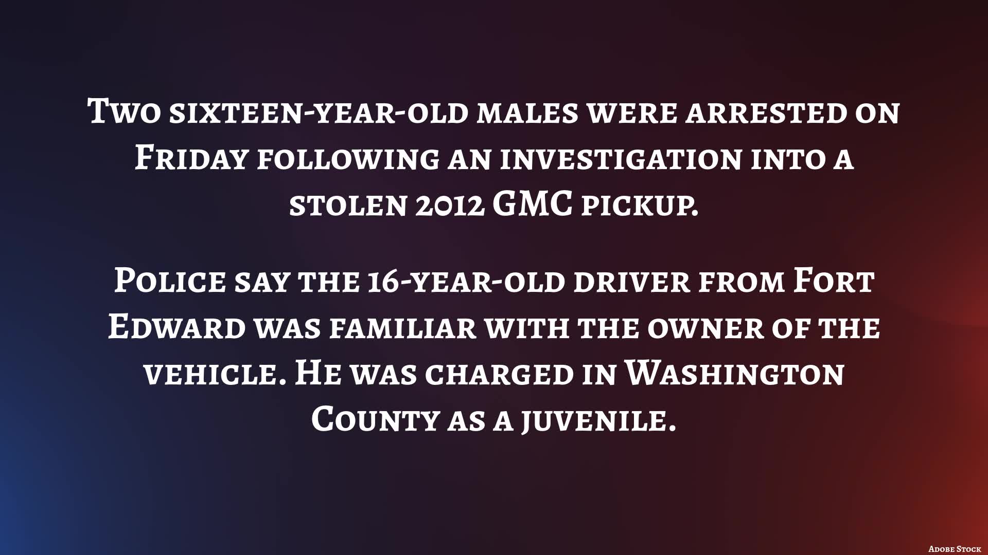 Two juveniles arrested following stolen vehicle investigation – NEWS10 ABC