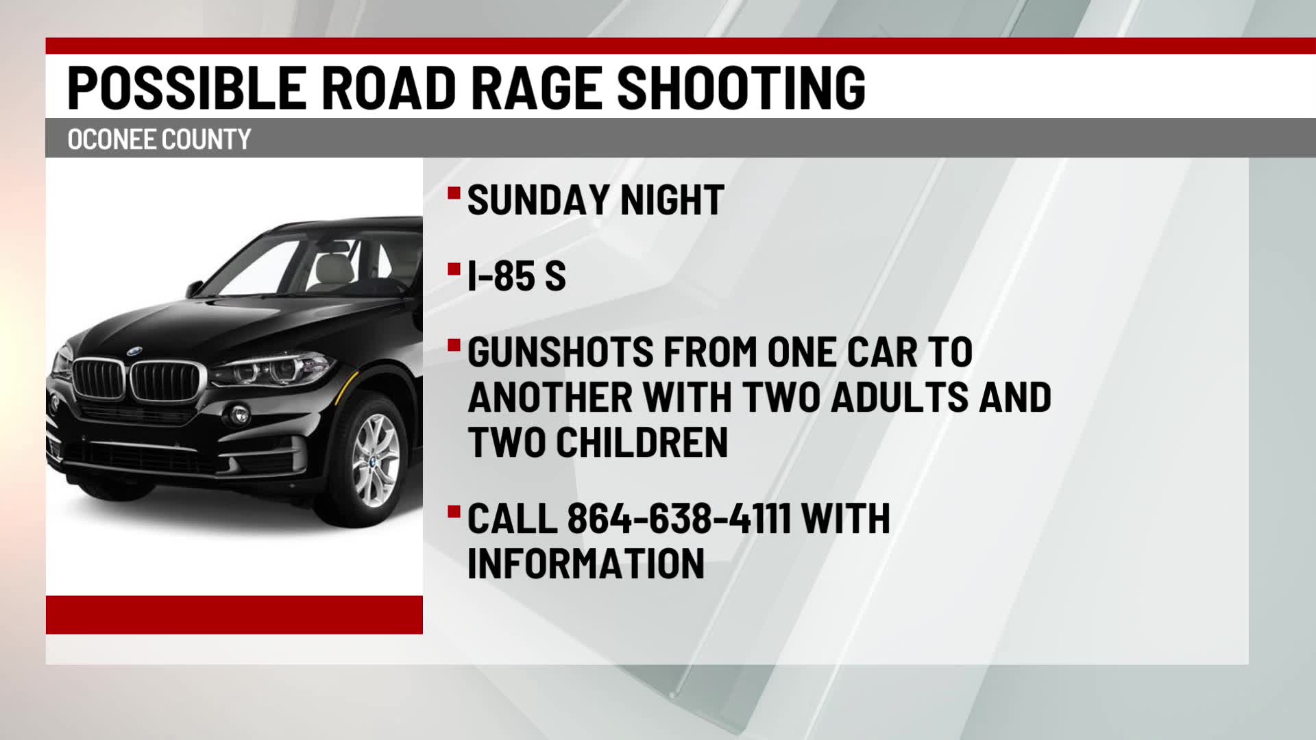 Deputies search for suspect vehicle following road rage shooting in ...