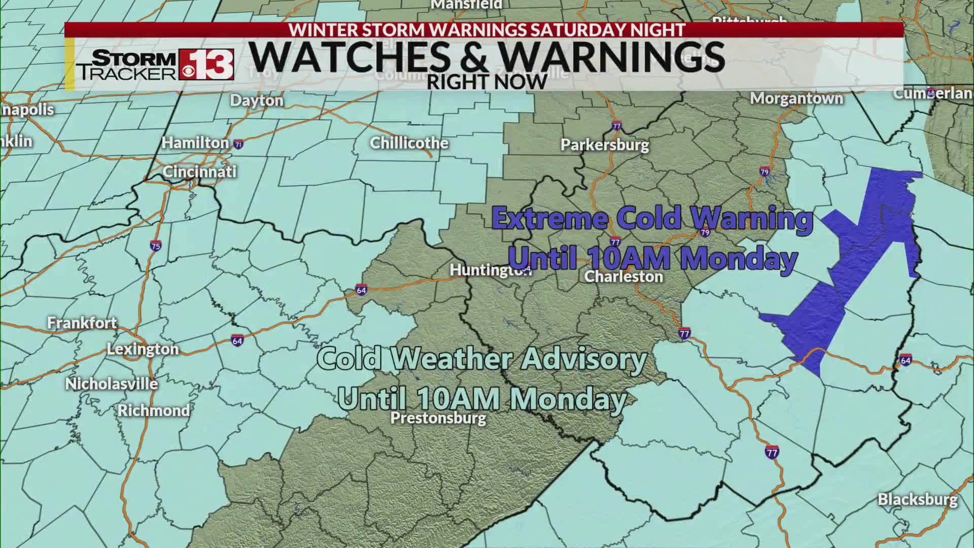 Snow gives way to brutal wind chills Sunday – WOWK 13 News