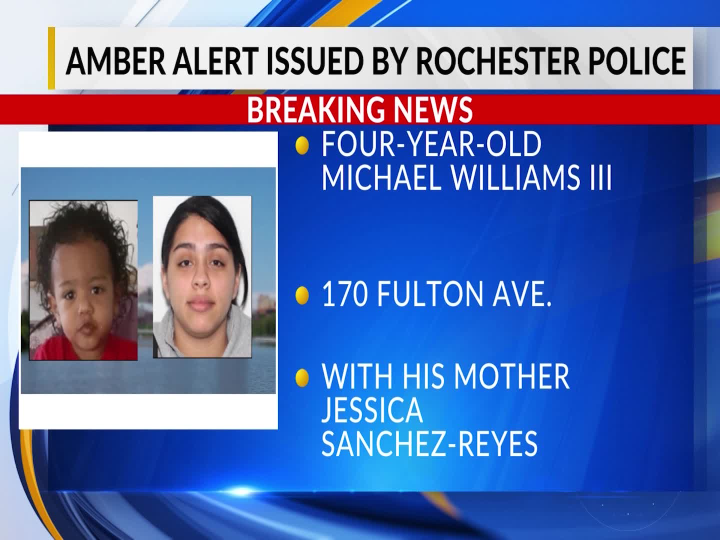 RPD: AMBER Alert issued for abducted child, mother on Fulton Ave