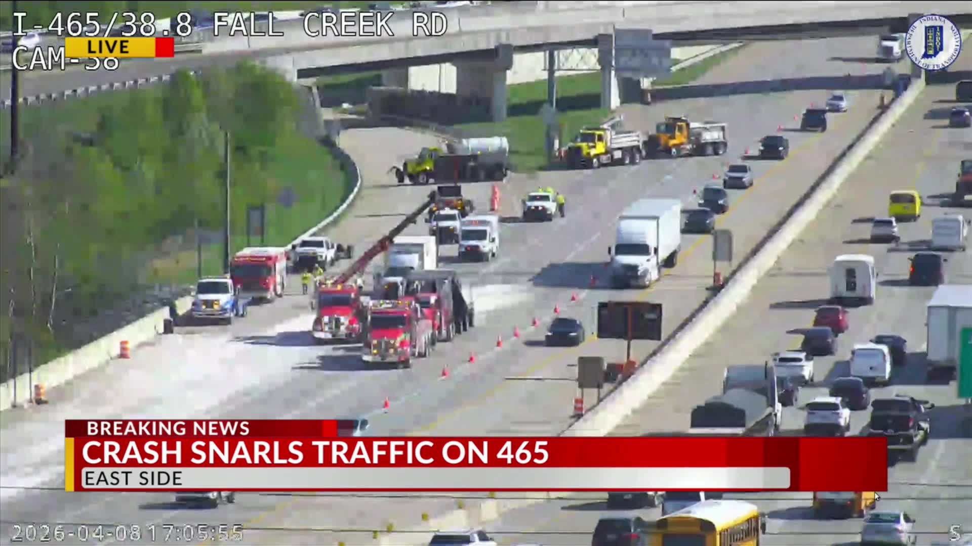Semi’s load crashes through cab causing slow down on 465 – Fox 59